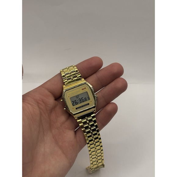 Y2K Vintage Gold Digital Watch Adjustable Stainless Steel Unisex Fashion - Picture 1 of 5